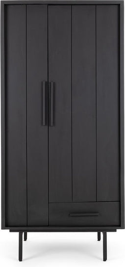 Garderobekast Jayden mangohout 85 cm - Zwart
