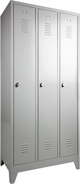 Garderobekast met 4 legborden (linkerkolom) en hoedenplank (rechterkolom) breed 89CM sluiting Met hangoogsluiting aantal deuren 3 framekleur Wit (RAL9010)