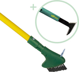 GardiREX Weed Brush, Stalen Onkruidborstel met Voegenkrabber - 2 Delige set - Onkruidkrabber met 140cm steel – Voegborstel - Onkruidmes