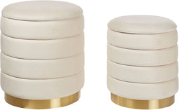 GARLAND - Poef set van 2 - Lichtbeige - Fluweel