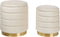 GARLAND - Poef set van 2 - Lichtbeige - Fluweel