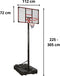 Garlando - Basketbalpaal - Houston - 200 cm tot 305 cm hoog - Professionele afmetingen - Verstelbaar - Basketbalring - Verplaatsbaar - Basketbal voor buiten