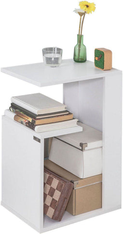 SoBuy FBT69-W - Bijzettafel - Witte salontafel met 3 planken - 30x60x40 cm