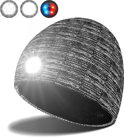 Gave muts met 5 Leds lamp - waterdicht IP44 - Acryl + Heerlijk warme zwarte fleece van binnen - 3 modi: 100%, 50%, SOS-flitser - Oplaadbaar - medium stand: 5 u. - joggen, kamperen, wandelen, bouwen, vissen, autoreparatie, fietsen, skiën