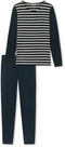 Schiesser Essentials Stripes - Dames Pyjamaset - V-hals met Bretonse strepen - Donkerblauw