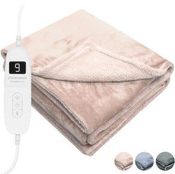 STAUS&BACH PowerNap - Elektrische deken XXL - Dubbelzijdig Fleece Sherpa - Champagne roze - 180x130 cm