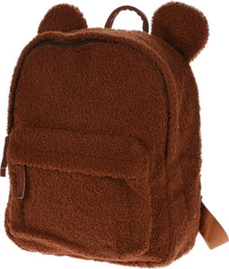 Teddy kinder schooltas bruin - Pluche - Zacht materiaal - Met voorvakje - Hoofdvak
