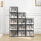 Woltu Set van 12 Transparante Schoenopbergdozen Stapelbaar met Voorzijde - 35 x 25 x 19 cm