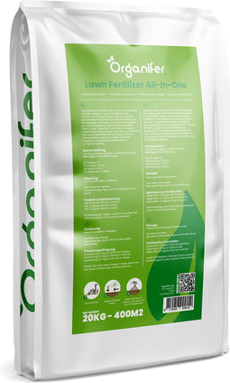 Gazonmest All-In-One (20kg, 400m2) - Voor een Diepgroen Sterk Gazon Zonder Mos en Onkruid - Gazonmeststof - Gazon Kalk - Meststof Gazon - Gras Mest - Bodemverbeteraar - Organifer