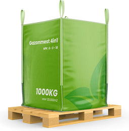 Gazonmest All-In-One (Bigbag 1000kg, 20.000m2) - Voor een Diepgroen Sterk Gazon Zonder Mos en Onkruid - Gazonmeststof - Gazon Kalk - Meststof Gazon - Gras Mest - Bodemverbeteraar - Organifer