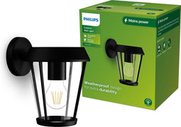 Philips Sunera Wandlamp - Buitenlamp - Zwart - E27 fitting - Maximaal 25W - Weerbestendig; IP44 - Hangende wandlamp