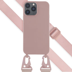 Selencia Hoesje Met Koord Geschikt voor iPhone 13 Pro Max - Selencia Siliconen hoesje met afneembaar koord - roze