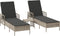 vidaXL - Ligbedden - 2 - stuks - met - Kussens - en - Tafel - Lichtgrijs - Poly - Rattan