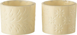 J-Line windlicht Elise - glas - creme - small - 2 stuks