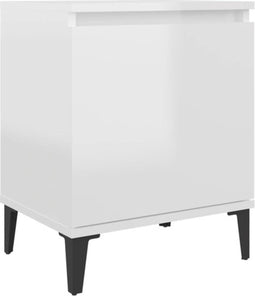 vidaXL - Nachtkastje - met - metalen - poten - 40x30x50 - cm - hoogglans - wit