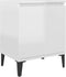 vidaXL - Nachtkastje - met - metalen - poten - 40x30x50 - cm - hoogglans - wit