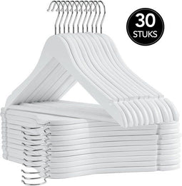 Infinity Goods Houten Kledinghangers - Inkeping en Broeklat - Wit