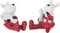 J-Line kerstfiguur Rendier Zittend - polyresin - wit/rood - 2 stuks