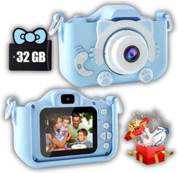 Jor Quality Digitale Kindercamera - HD 20 Megapixel - Inclusief 32GB Micro SD Kaart - Blauw