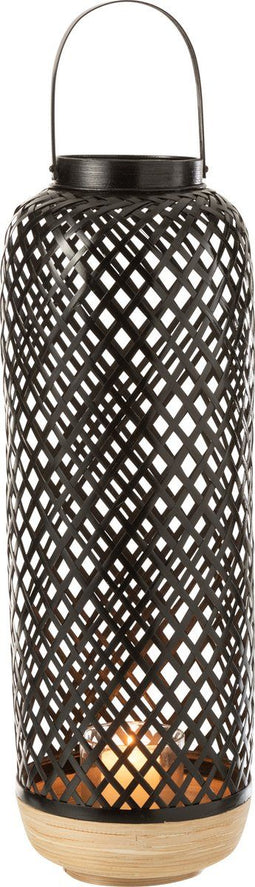 J-Line lantaarn Evi - bamboe - zwart - large