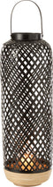 J-Line lantaarn Evi - bamboe - zwart - large