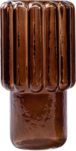 PTMD Bastor Ronde Vaas - H23 x Ø12 cm - Glas - Bruin