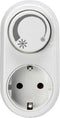 GBO LED tussenstekker met dimmer en draairegelaar met randaarde wit, voor LED 3 - 24 Watt