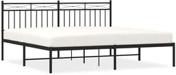 vidaXL - Bedframe - met - hoofdbord - metaal - zwart - 183x213 - cm