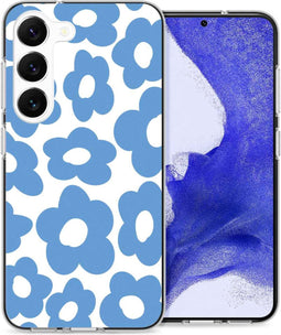 iMoshion Hoesje Geschikt voor Samsung Galaxy S23 Plus Hoesje Siliconen - iMoshion Design hoesje - Blauw / Retro Blue Flowers