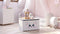 DARIA - Speelgoedkist - 73x40x42cm - met katten thema - wit