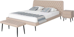 Beliani ESSONNE - Slaapkamerset - beige - kunstleer