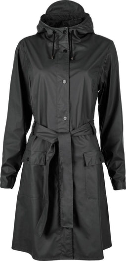 Rains Curve Jacket - Damesregenjas - Licht taps toelopende pasvorm met tailleriem - Maat XXS/XS