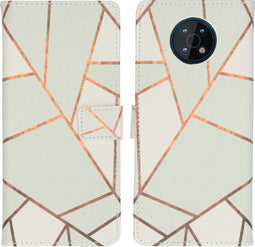 iMoshion Hoesje Geschikt voor Nokia G50 Hoesje Met Pasjeshouder - iMoshion Design Softcase Bookcase - Meerkleurig / White Graphic