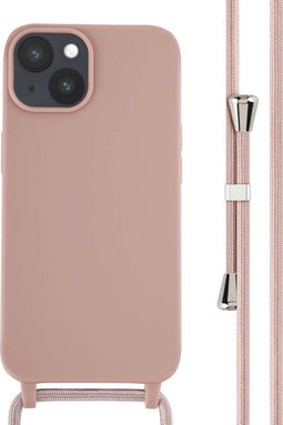 iMoshion Hoesje Geschikt voor iPhone 14 Hoesje Met Koord - iMoshion Siliconen hoesje met koord - roze