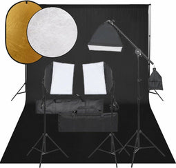 vidaXL - Fotostudioset - met - verlichtingsset, - achtergrond - en - reflector