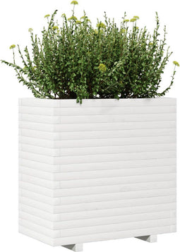 vidaXL - Plantenbak - 70x40x72 - cm - massief - grenenhout - wit