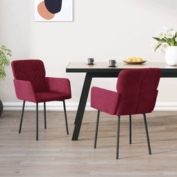 Eetkamerstoelen 2 st fluweel wijnrood