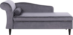 LUIRO - Chaise longue - Donkergrijs - Linkerzijde - Fluweel