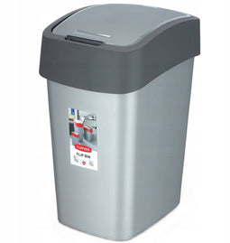 Curver Flip Bin - Afvalbak 25L - Compact ontwerp - Zilver/Antraciet