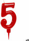 Kaars Rood Verjaardag Cijfer 5 (12 Stuks)