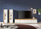 Furnilux Ruda - Wandkast Systeem 3 Delen - Vitrinekasten met Glazen Deuren en TV-kast - Wit met Eik Decor 34 cm x 270 cm x 33 cm