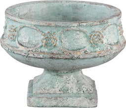 PTMD Artas Ronde Bloempot Op Standaard - H13 x Ø18 cm - Cement - Blauw