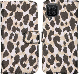 iMoshion Hoesje Geschikt voor Samsung Galaxy A12 Hoesje Met Pasjeshouder - iMoshion Design Softcase Bookcase - Goud / Zwart / Golden Leopard