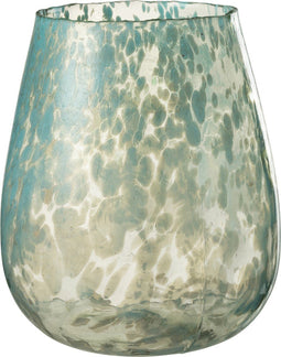 J-Line windlicht Stippen - glas - blauw - large