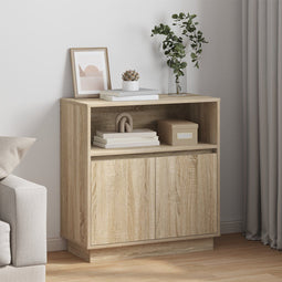 vidaXL - Sideboard - met - LED - in - Sonoma - Eik - 71x34,5x75 - cm - Kunststof