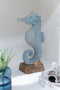 J-Line decoratie Zeepaardje Magnesium - metaal - blauw - small