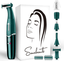 Sansbeauté® 4-in-1 Bikinitrimmer - Gezicht - Oksels - Benen - Bikinilijn - Waterproof - Classic Green - Inclusief Travel Bag