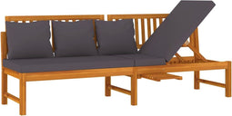 vidaXL - Dagbed - met - grijs - kussen - 200x60x75 - cm - massief - acaciahout