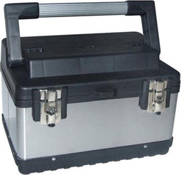 Perel Gereedschapskoffer, RVS, met aluminium handgreep, verwijderbare inlegbak, metalen sluitingen, 380 x 270 x 225 mm