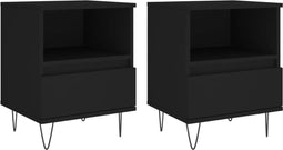 vidaXL - Nachtkastjes - 2 - st - 40x35x50 - cm - bewerkt - hout - zwart